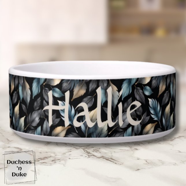 Elegant Metallic Botanical Leaves Personalized Napf (Elegant Metallic Botanical Leaves Personalized Bowl)
