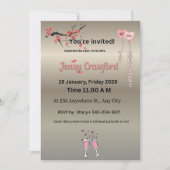 Elegant Metallic Bridal Shower Invitation | Cherry (Vorderseite)