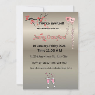 Elegant Metallic Bridal Shower Invitation | Cherry
