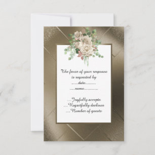ELEGANT METALLIC BRONZE CREAM FLORAL CUSTOM UAWG RSVP KARTE
