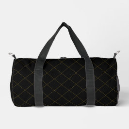 Elegant Metallic Gold Box Stripe Black Duffle Bag