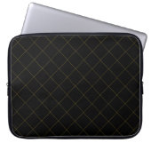 Elegant Metallic Gold Box Stripe Black Laptopschutzhülle (Vorderseite)