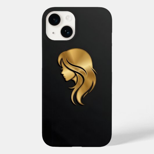 Elegant Metallic Gold Silhouette Profile Girl iPho Case-Mate iPhone Hülle (Rückseite)