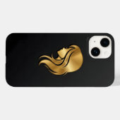Elegant Metallic Gold Silhouette Profile Girl iPho Case-Mate iPhone Hülle (Rückseite (Horizontal))