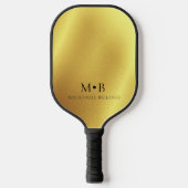 Elegant Metallic Gold Simple Monogram Name Pickleball Schläger (Vorderseite)
