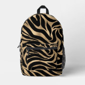 Elegant Metallic Gold Zebra Black Animal Print Bedruckter Rucksack (Vorderseite)