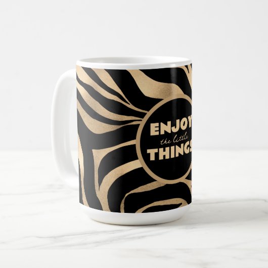 Elegant Metallic Gold Zebra Black Animal Print Kaffeetasse (Vorderseite Links)