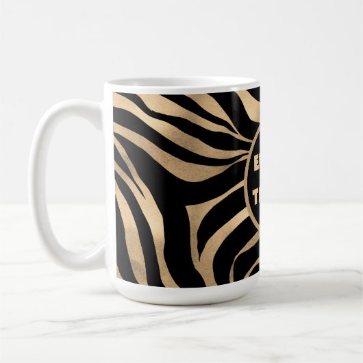 Elegant Metallic Gold Zebra Black Animal Print Kaffeetasse (Links)