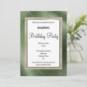 ELEGANT METALLIC GREEN BRONZE PATTER GEBURTSTAG 2 EINLADUNG (Stehend Vorderseite)