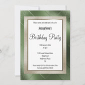 ELEGANT METALLIC GREEN BRONZE PATTER GEBURTSTAG EINLADUNG (Vorderseite)
