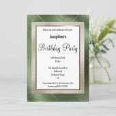 ELEGANT METALLIC GREEN BRONZE PATTER GEBURTSTAG EINLADUNG (Stehend Vorderseite)