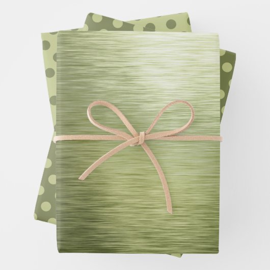 Elegant Metallic Green Foil Polka Dots Christmas Geschenkpapier Set (Beispiel)