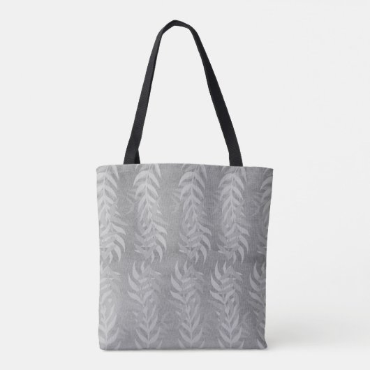 Elegant Metallic Muted Grey Leaf Pattern – Nature Tasche (Rückseite)