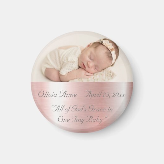 Elegant Metallic Pink Name Baby Girl Hübsch Magnet (Vorne)