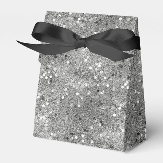 Elegant Metallic Silver Confetti Geschenkschachtel (Vorderseite)