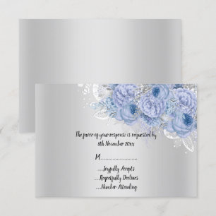 Elegant Metallic Silver Floral Lilac Bouquet UAWG Einladung