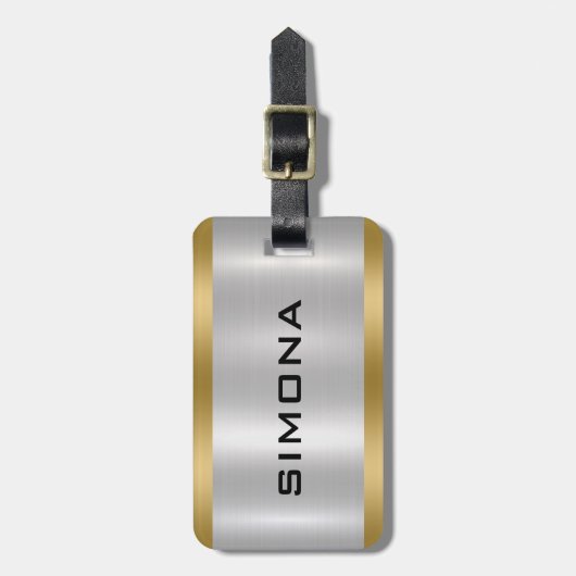 Elegant, Metallic silver gold accents Gepäckanhänger (Vorderseite vertikal)