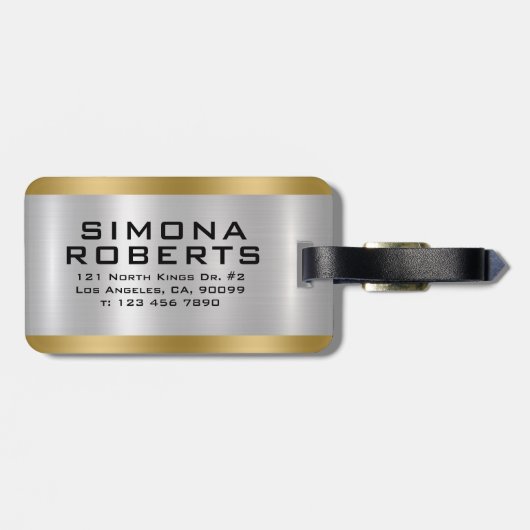 Elegant, Metallic silver gold accents Gepäckanhänger (Rückseite horizontal)