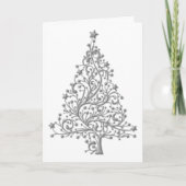 Elegant Metallic Silver Tree Weihnachten Karte (Vorderseite)