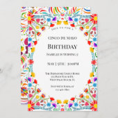 Elegant Mexican Florals Cinco De Mayo Birthday Einladung (Vorne/Hinten)