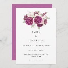 Elegant Micro Wedding Burgundy Florals Rose Pink Save The Date