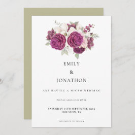 Elegant Micro Wedding Burgundy Florals Sage Green Save The Date