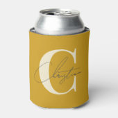 Elegant Mid-Century Modern Monogram Golden Ochre Dosenkühler (Kanne Vorderseite)