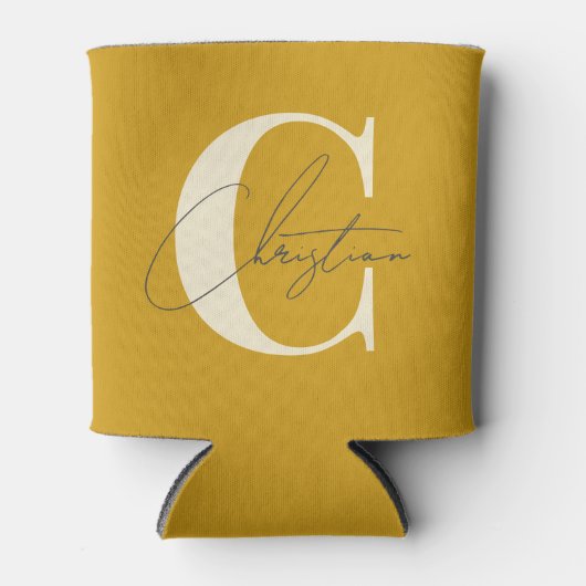 Elegant Mid-Century Modern Monogram Golden Ochre Dosenkühler (Vorderseite)