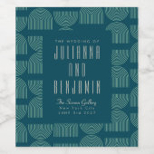 Elegant Mid Mod Arch Aquamarin Blue Custom Wedding Weinetikett (Einzelnes Label)