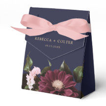 Elegant Midnight Blue Burgundy Floral Wedding