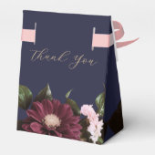 Elegant Midnight Blue Burgundy Floral Wedding Geschenkschachtel (Rückseite)