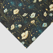 Elegant Midnight Blue Celestial Floral Decoupage Seidenpapier (Detail)