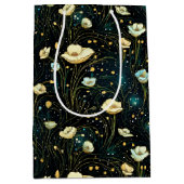 Elegant Midnight Blue Celestial Floral Mittlere Geschenktüte (Vorderseite)