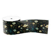 Elegant Midnight Blue Celestial Floral Ripsband (Spule)