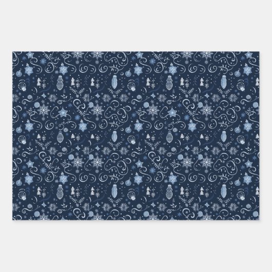 Elegant Midnight Blue Christmas Images Geschenkpapier Set (Vorderseite 2)