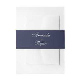 Elegant Midnight Blue Script Wedding Einladungsbanderole