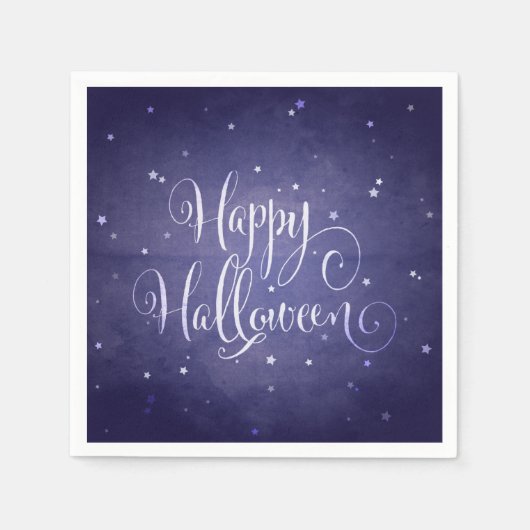 Elegant Midnight Blue Stars Happy Halloween Serviette (Vorderseite)
