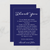 Elegant Midnight Navy Blue Wedding Dankeschön Card Dankeskarte (Vorne/Hinten)