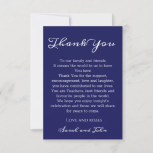 Elegant Midnight Navy Blue Wedding Dankeschön Card Dankeskarte
