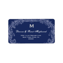 Elegant Midnight Vintag Monogram B454 Adressaufkleber