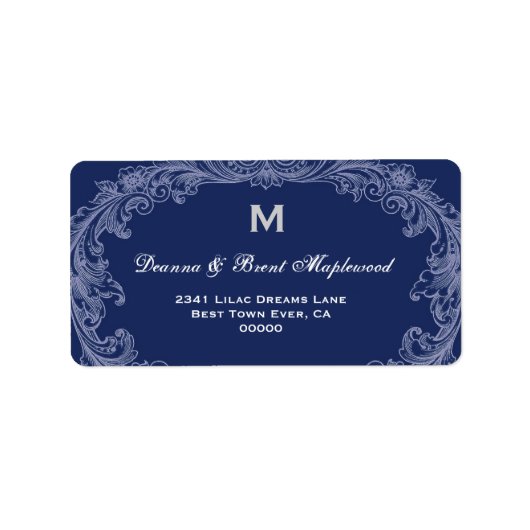 Elegant Midnight Vintag Monogram B454 Adressaufkleber (Vorne)