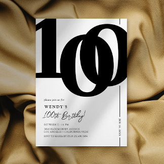 Elegant Milestone 100. Geburtstagsparty Einladung