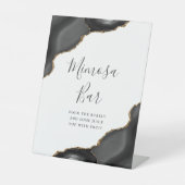 Elegant Mimosa Bar Black Gold Agate Bridal Shower Sockelschild (Vorderseite)