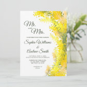 Elegant Mimosa Floral Wedding Einladung (Stehend Vorderseite)