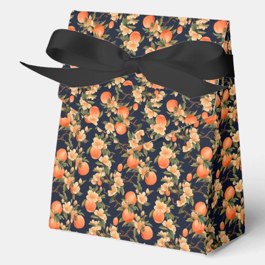Elegant Mini Peach Floral und Black Geschenkschachtel (Vorderseite)