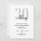 Elegant Minimal 30. Geburtstag Party Einladung (Vorderseite)