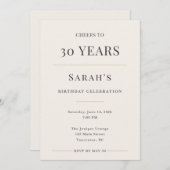 Elegant Minimal 30th Birthday Celebration Einladung (Vorne/Hinten)
