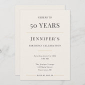 Elegant Minimal 50th Birthday Celebration Einladung (Vorne/Hinten)