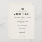 Elegant Minimal 60th Birthday Celebration Einladung (Vorne/Hinten)