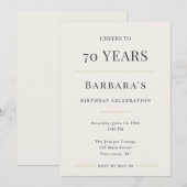 Elegant Minimal 70th Birthday Celebration Einladung (Vorne/Hinten)